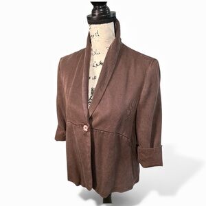 Vintage J.Jill Brown Paisley Lined Swing Trapeze Jacket Blazer XS boardroom chic